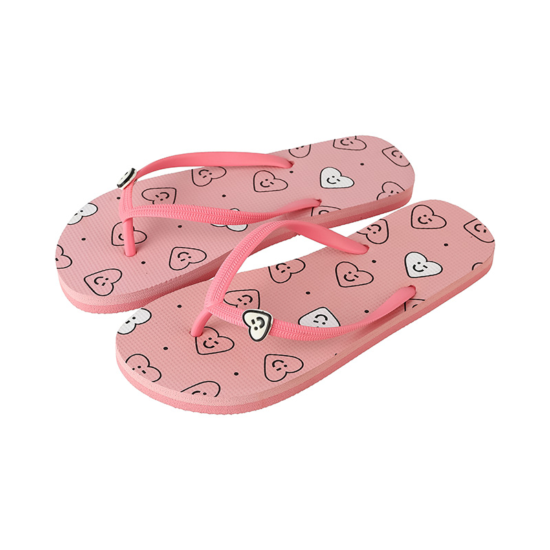 Love and Peace Series Women s Flip Flops Pink Hear