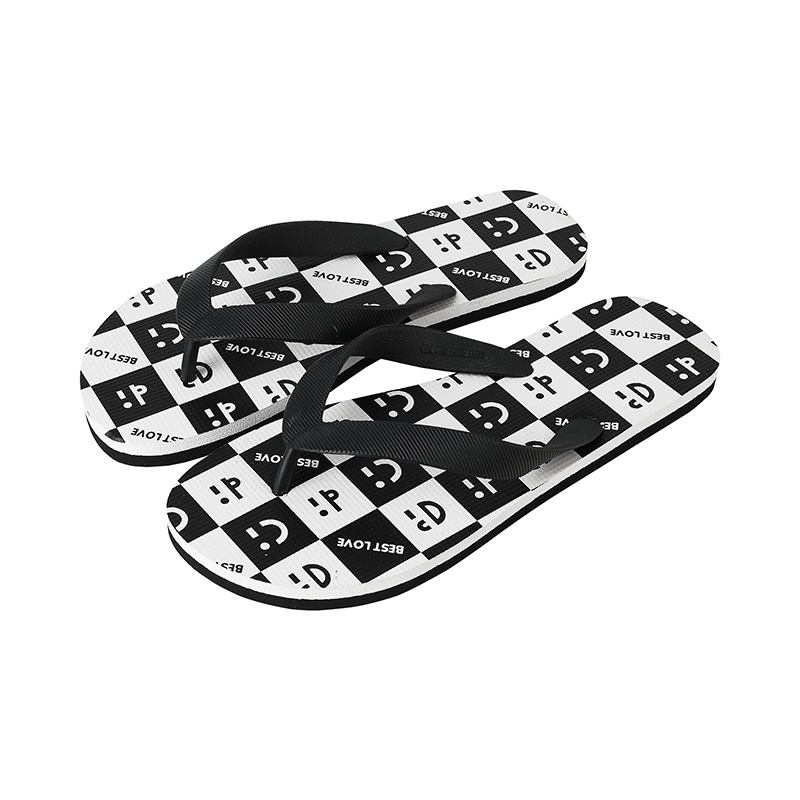 Love and Peace Series Men s Flip Flops Black and W
