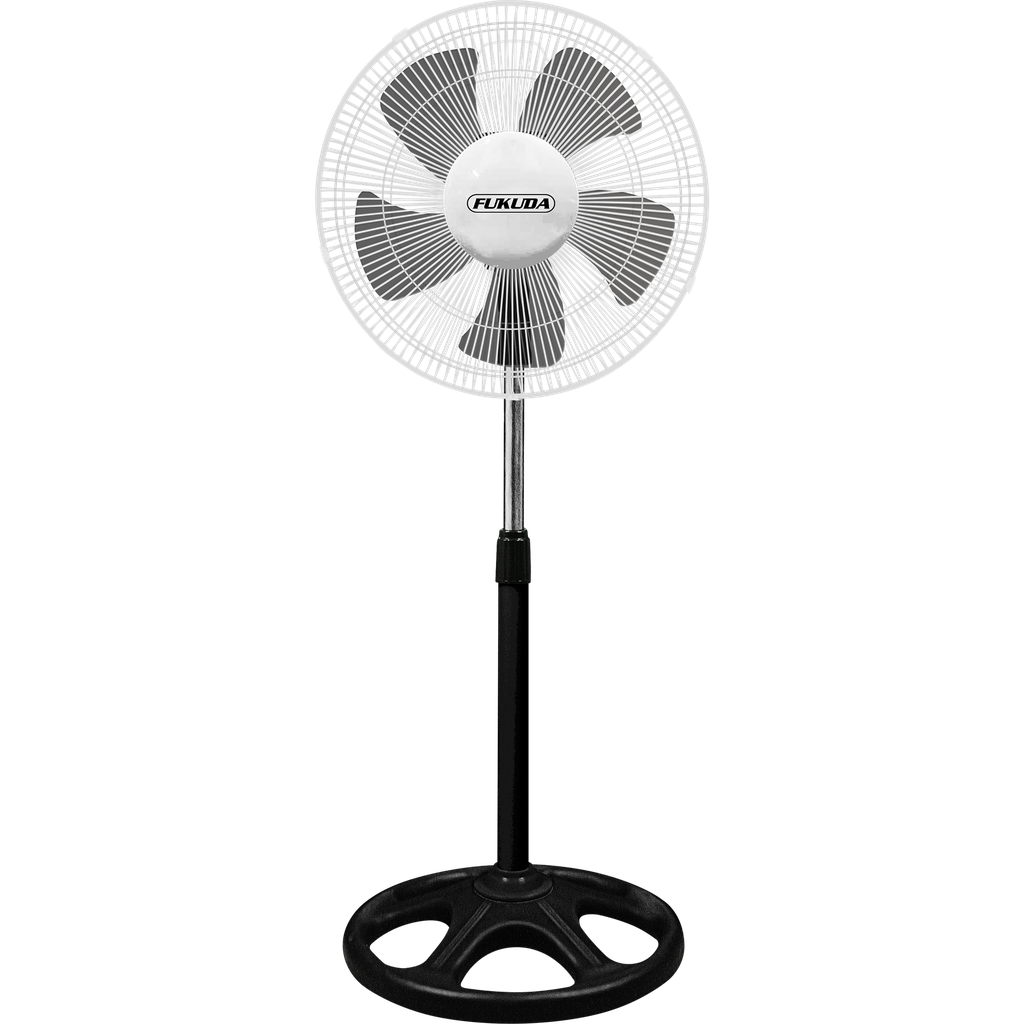 16” Plastic Stand Fan, Round Base, Five Blades