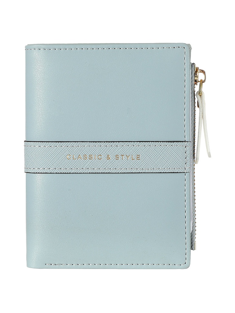 Polished Two fold Short Wallet Blue
