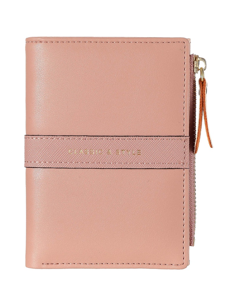 Polished Two fold Short Wallet Pink