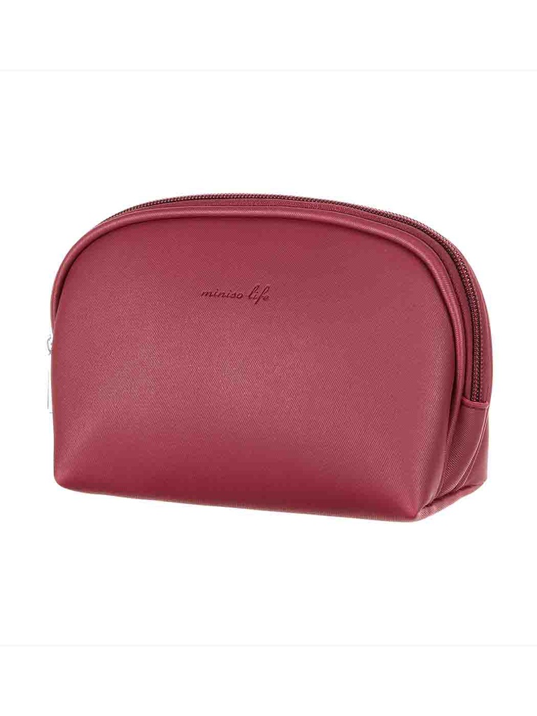 Simple Semicircle Cosmetic Bag Dark Red