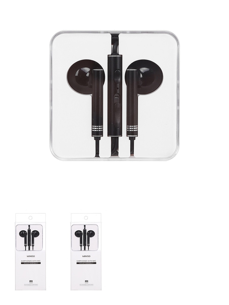 Wire Control In ear Earphones with Mic Black Model