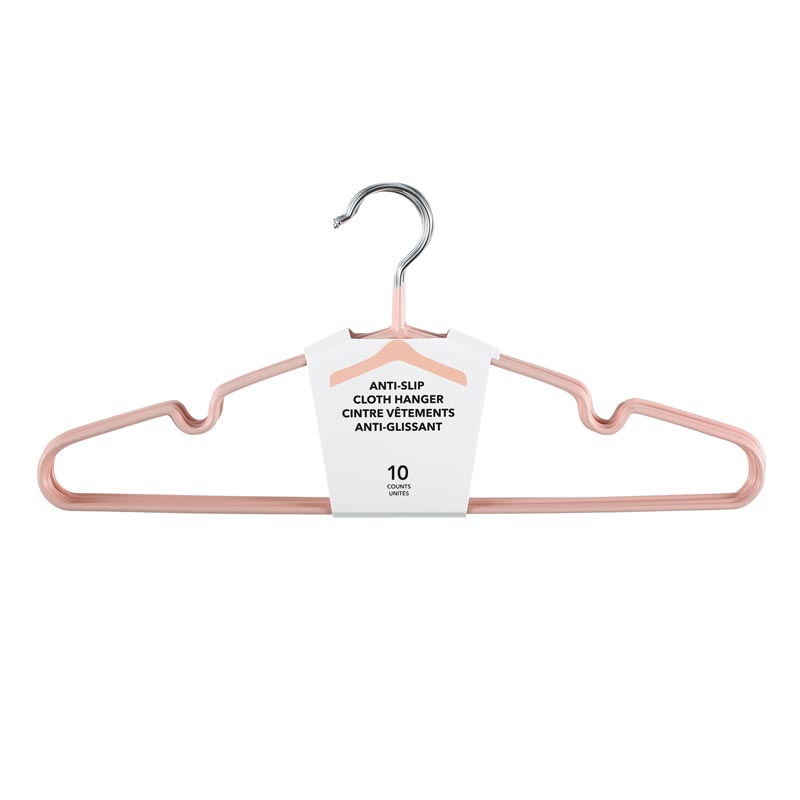 Simple Anti slip Cloth Hanger 10 Counts pink