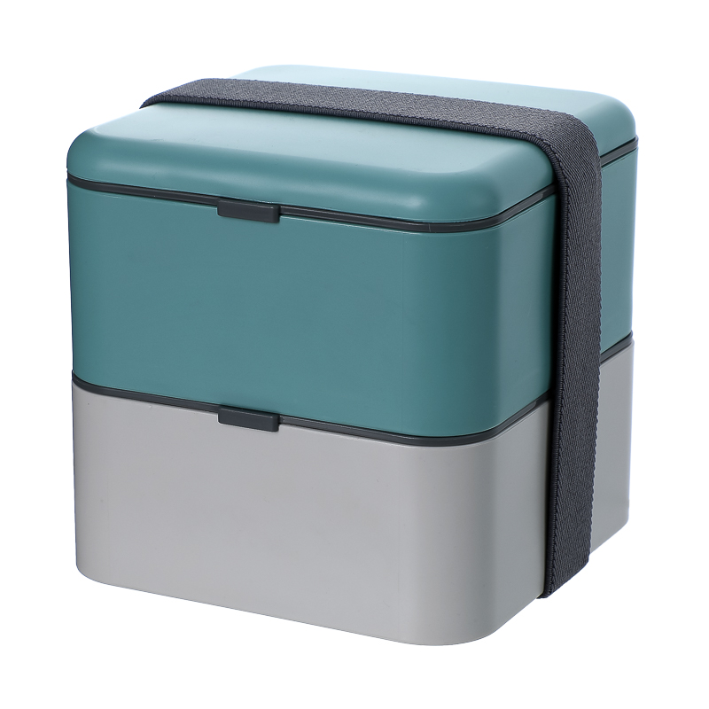 Square Double layer Bento Box 1963mL Green