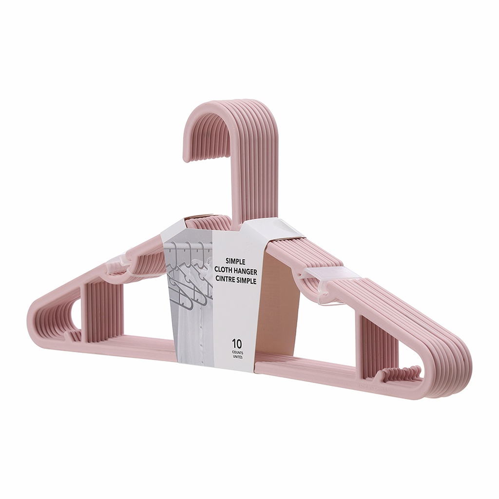Simple Cloth Hanger 10 Counts Pink