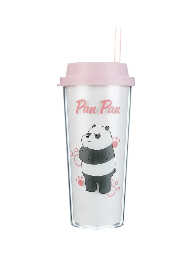 WBB Panda 550ml Double-Layer Straw Bottle