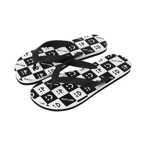 [Love and Peace Series Men s Flip Flops Black and W (Miniso)] Love and Peace Series Men s Flip Flops Black and W