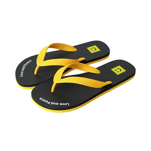 [Love and Peace Series Men s Flip Flops Yellow Smil (Miniso)] Love and Peace Series Men s Flip Flops Yellow Smil