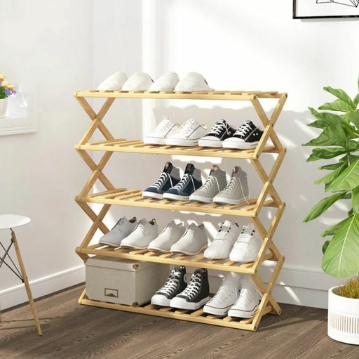 Bamboo Foldable Shoe Rack (Medium)