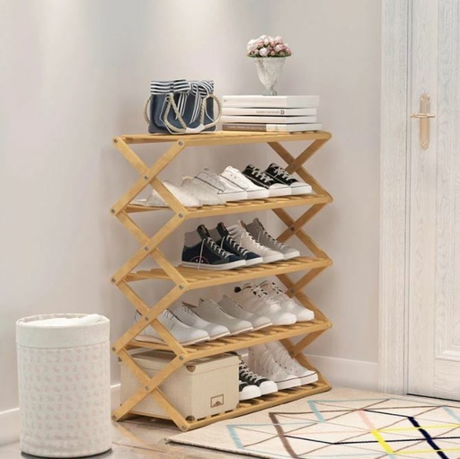 Bamboo Foldable Shoe Rack (Small)