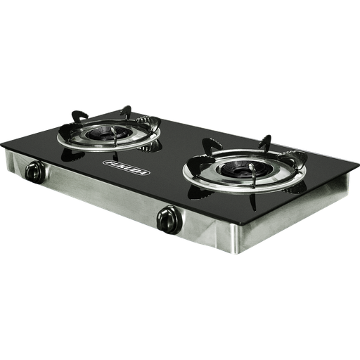 [Glass Top Double Burner Gas Stove (Moveforward)] Fukuda Glass Top Double Burner Gas Stove (900W)