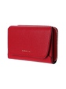 Metal Textured Women s Wallet with Zipper Red