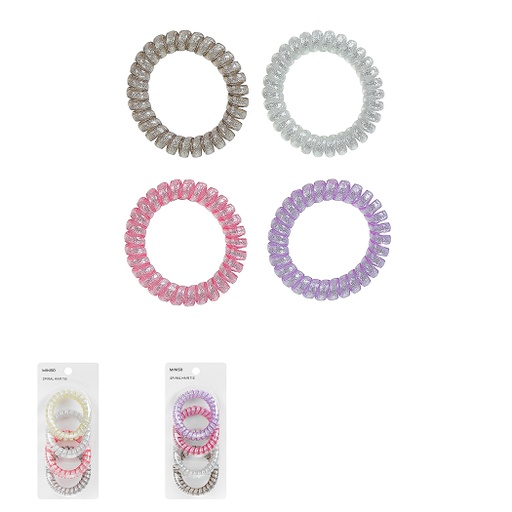 [4 0 Glittering Colored Telephone Wire Hair Band 4p (Miniso)] 5 0 Glittering Colored Telephone Wire Hair Band 4p