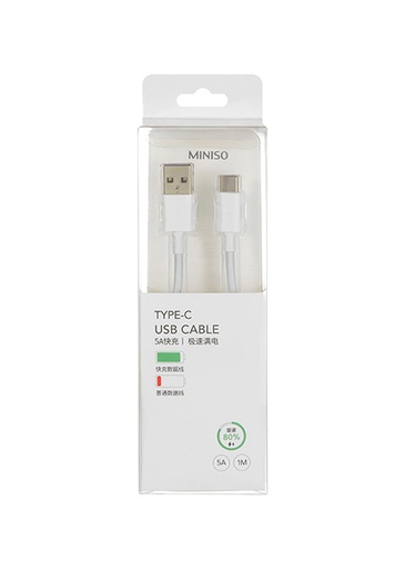 [5A Quick Charge Type C Data Cable 1m White (Miniso)] 5A Quick Charge Type C Data Cable 1m White