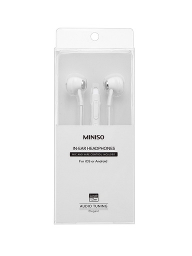 [Elegant In ear Headphones Model E156 White (Miniso)] Elegant In ear Headphones Model E156 White