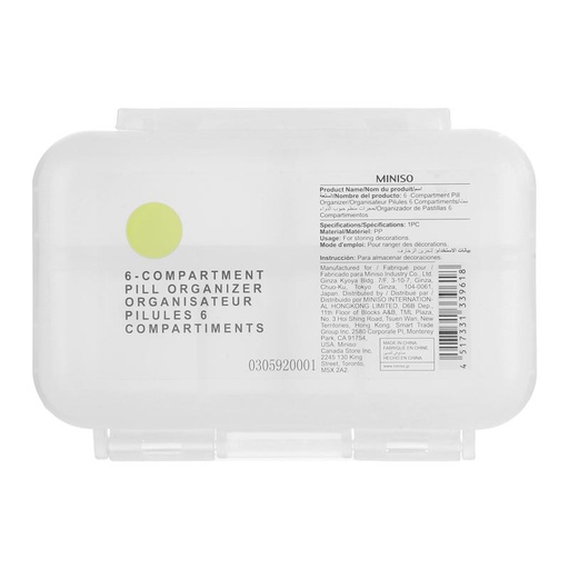 [5 Compartment Pill Organizer (Miniso)] 6 Compartment Pill Organizer