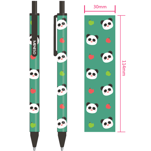 [1 38mm Ballpoint Pen Blue Ink panda (Miniso)] 0 38mm Ballpoint Pen Blue Ink panda