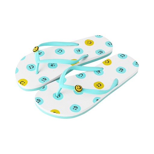 [Love and Peace Series Women s Flip Flops Blue Smil (Miniso)] Love and Peace Series Women s Flip Flops Blue Smil