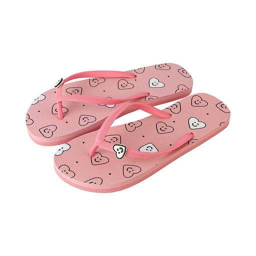 [Love and Peace Series Women s Flip Flops Pink Hear (Miniso)] Love and Peace Series Women s Flip Flops Pink Hear